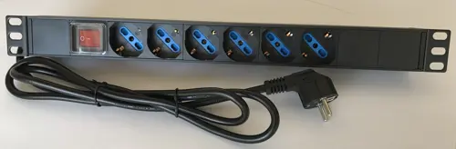 1u PDU with 6 universal sockets + light siwtch