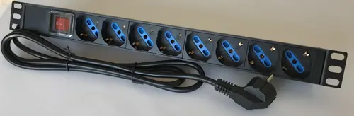 1u PDU with 8 universal sockets + light siwtch